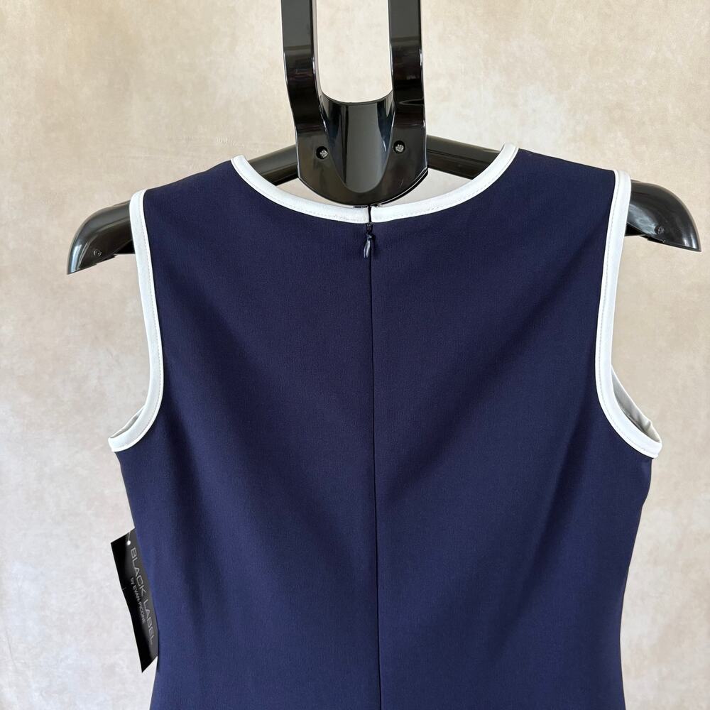 Black Label by Evan-Picone Navy & White Sleeveless Sheath Dress Size 4 Career - Picture 6 of 14